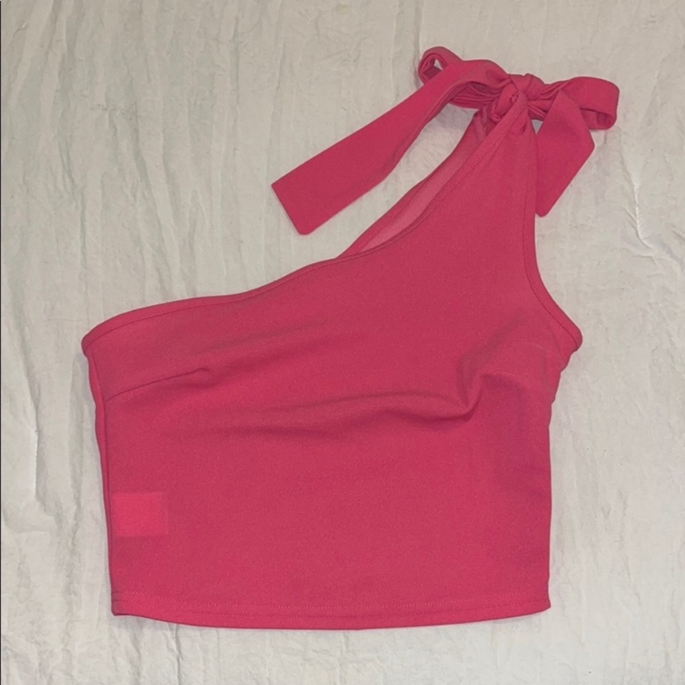 SHEIN Hot Pink One-Shoulder Crop Top - Picture 2 of 5